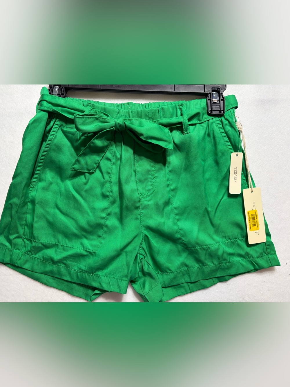 Copper Key Bright Green High-Waist Tie-Belt Shorts